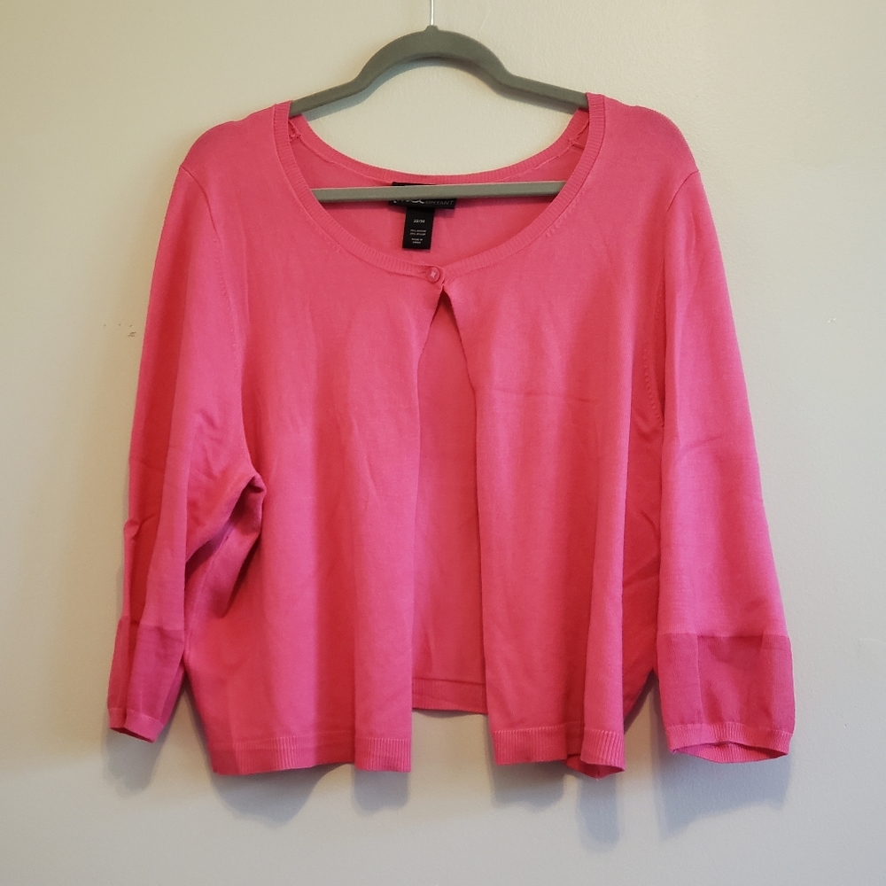 Pink Fuchsia Cropped Button Cardigan Plus 22/24